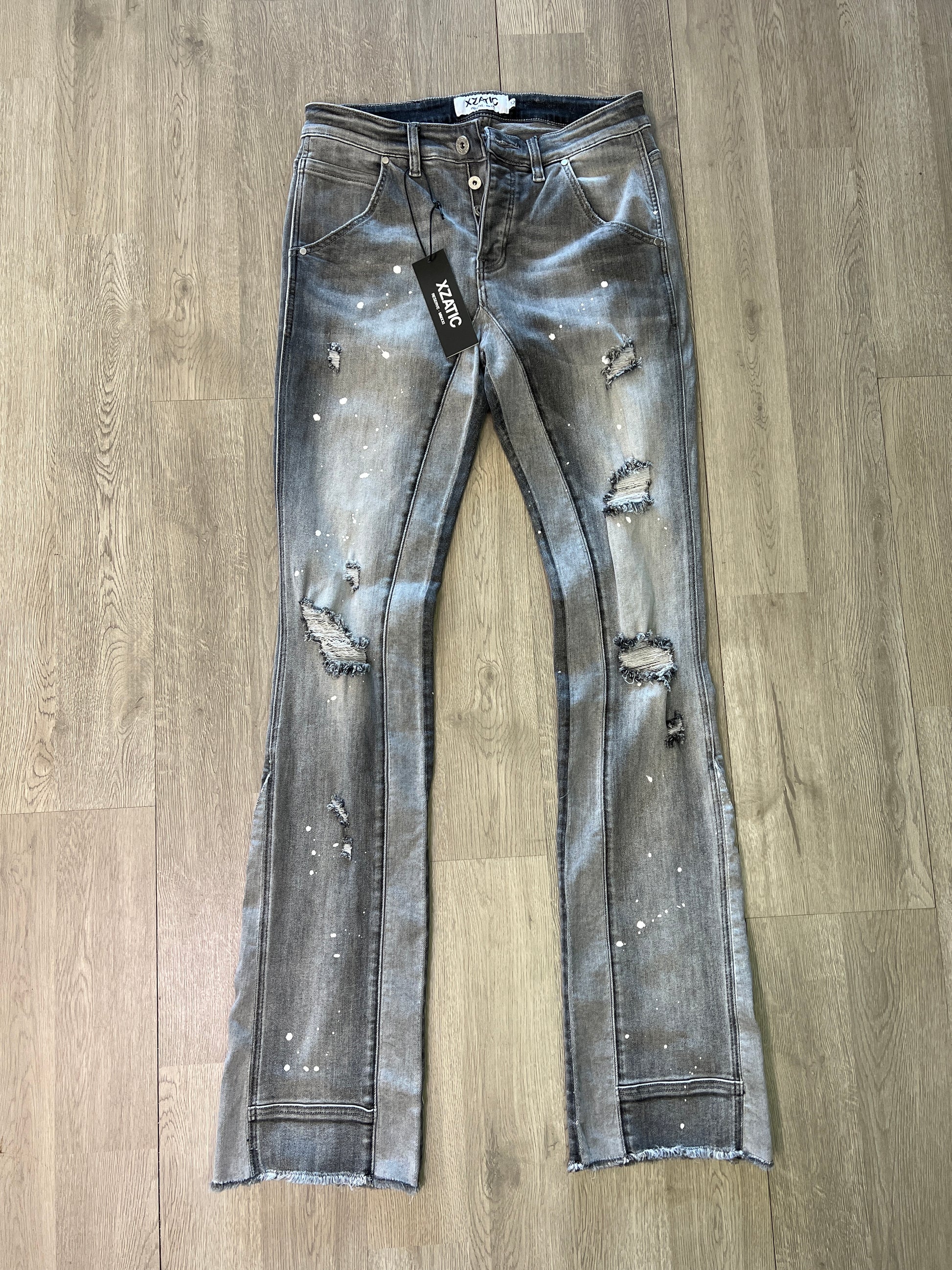 Light wash XZATIC stacked jeans – Xzatic Reserve