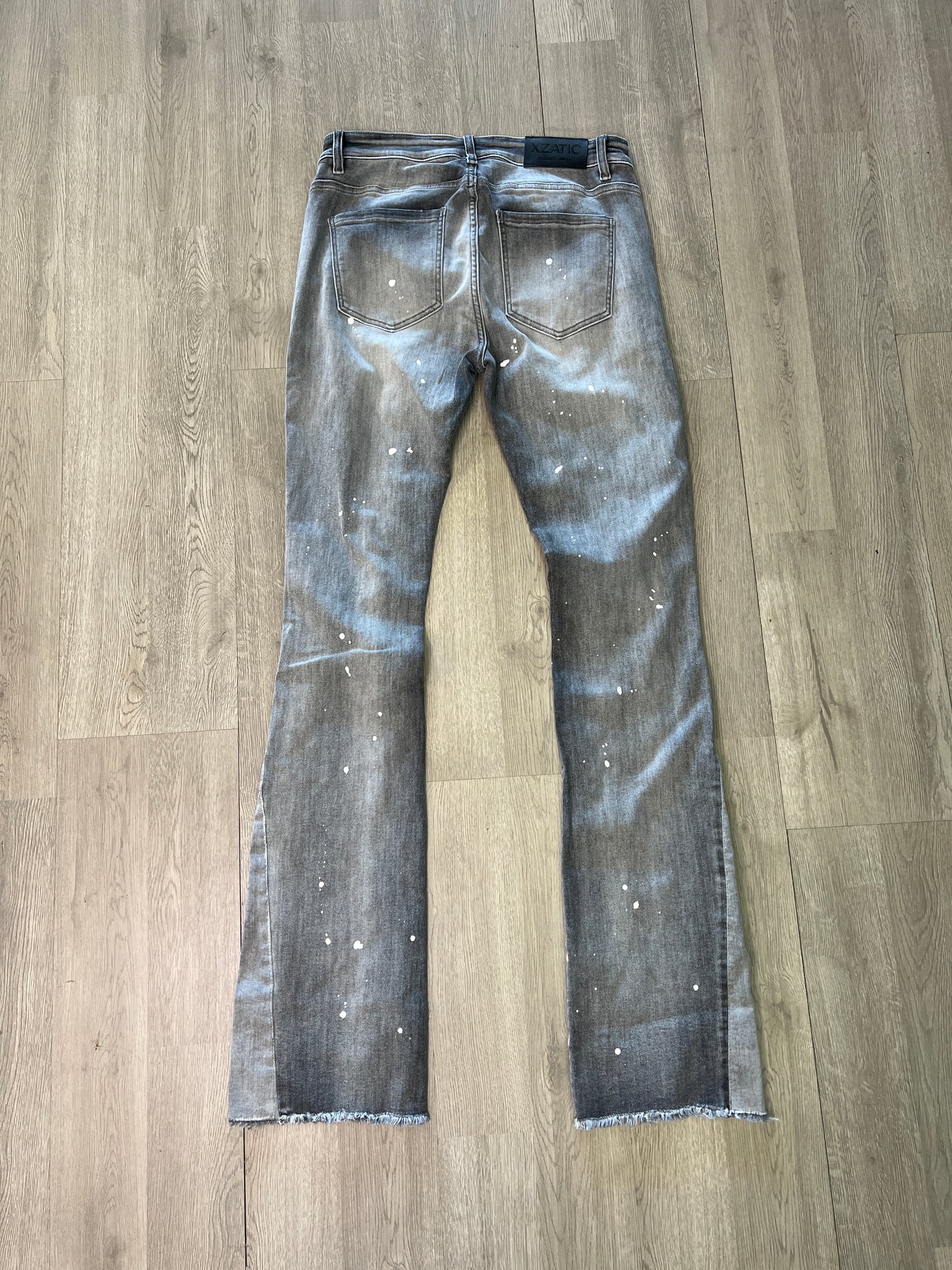 Two tone grey XZATIC stacked jeans